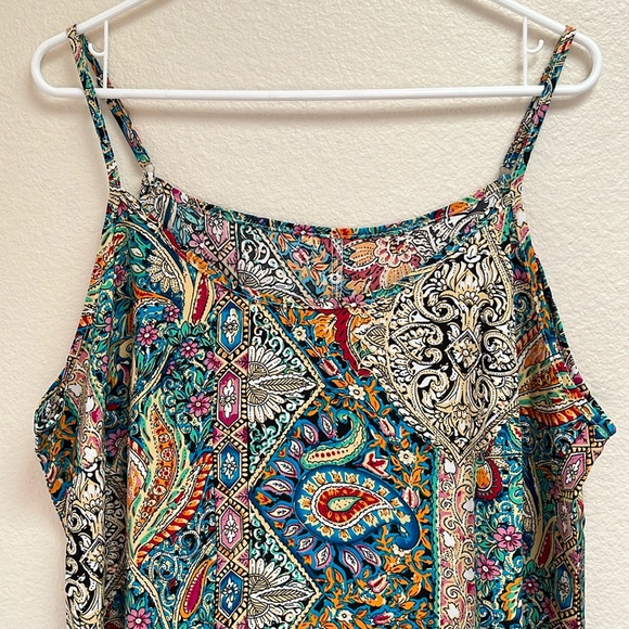 SHEIN Curve 1XL Paisley Floral Colorful Slip On Sun Dress, Flowy Bohemian NWOT - Picture 2 of 11